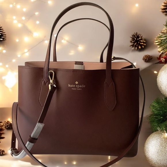 LAST 1 Kate Spade NY Burgundy Leather HARPER Satchel Carryall Crossbody Handbag - Picture 1 of 7